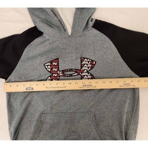 Under Armour Hoodie Fleece Logo Front Pullover Hooded Sweatshirt Youth Large EUC - Picture 12 of 13